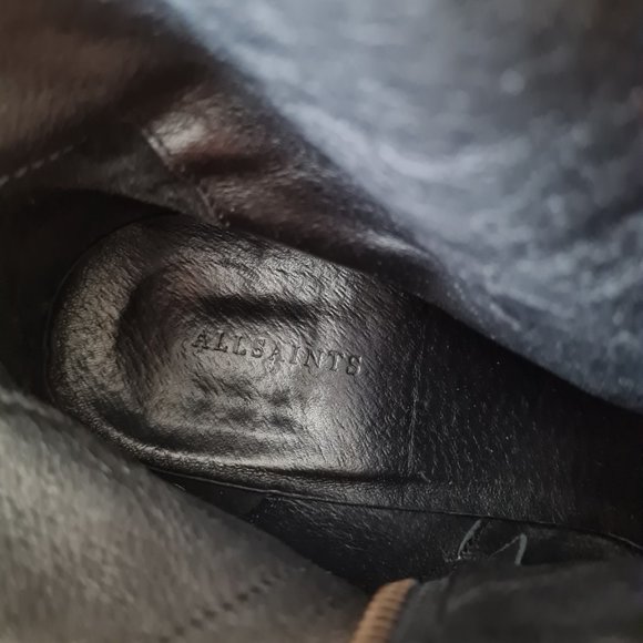 Allsaints Lulu Triple Buckle Black Moto Pointed Toe Heeled Ankle Booties Boots - Picture 6 of 7